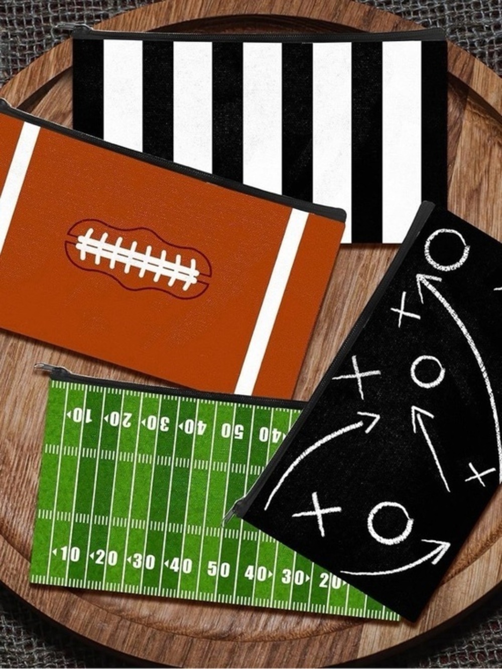 Set of 4 Football Zip Bag Pouches
